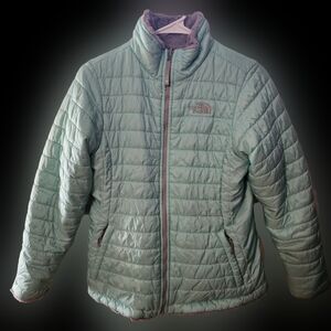 The North Face-Girls-Kids-Size 18-Teal-Reversible Mossbud‎ Swirl Jacket